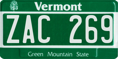 VT license plate ZAC269