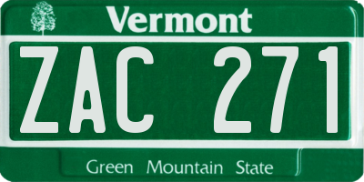 VT license plate ZAC271