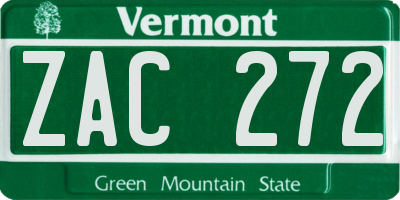 VT license plate ZAC272