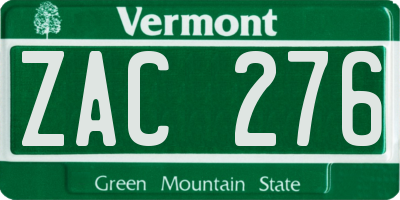 VT license plate ZAC276