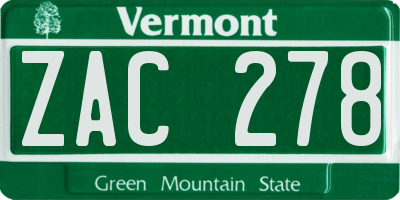 VT license plate ZAC278