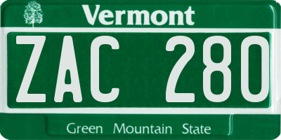 VT license plate ZAC280