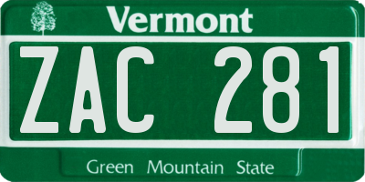 VT license plate ZAC281