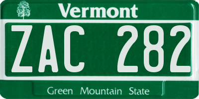 VT license plate ZAC282