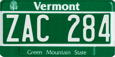VT license plate ZAC284