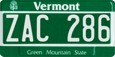 VT license plate ZAC286