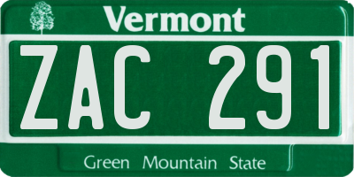 VT license plate ZAC291