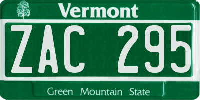VT license plate ZAC295