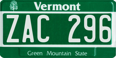 VT license plate ZAC296