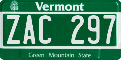 VT license plate ZAC297