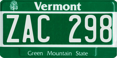 VT license plate ZAC298