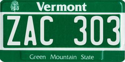 VT license plate ZAC303