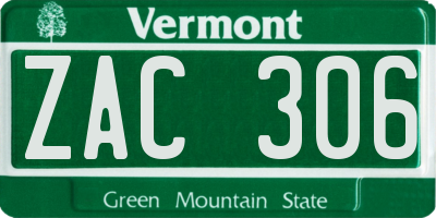 VT license plate ZAC306
