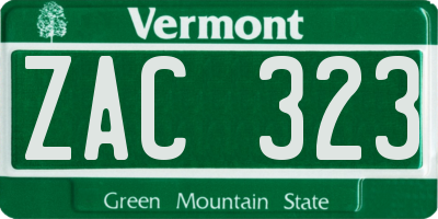 VT license plate ZAC323