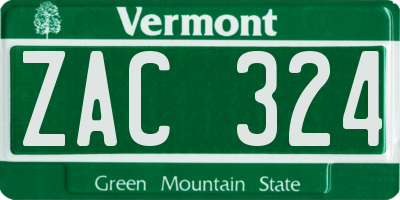 VT license plate ZAC324