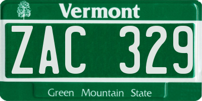 VT license plate ZAC329