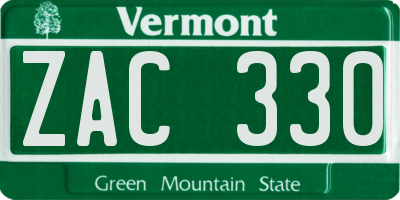 VT license plate ZAC330