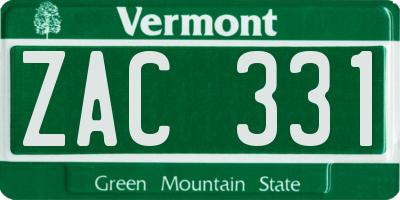 VT license plate ZAC331
