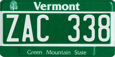 VT license plate ZAC338