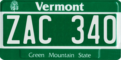 VT license plate ZAC340