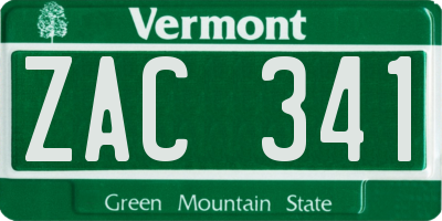 VT license plate ZAC341