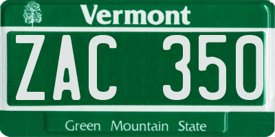VT license plate ZAC350