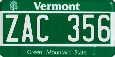 VT license plate ZAC356