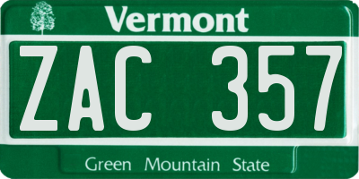 VT license plate ZAC357