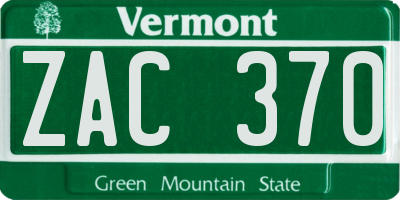 VT license plate ZAC370