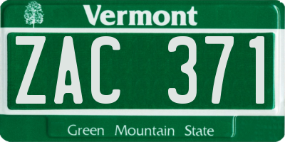 VT license plate ZAC371