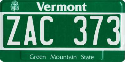 VT license plate ZAC373