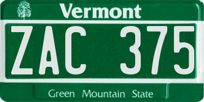VT license plate ZAC375