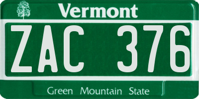 VT license plate ZAC376