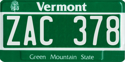 VT license plate ZAC378