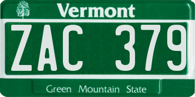 VT license plate ZAC379