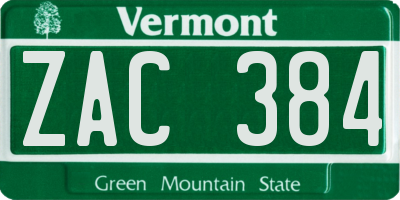 VT license plate ZAC384