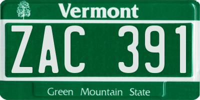 VT license plate ZAC391