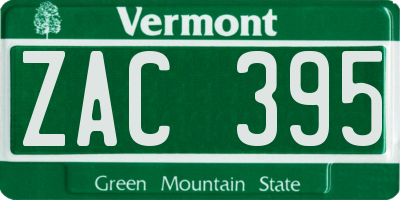 VT license plate ZAC395
