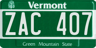 VT license plate ZAC407