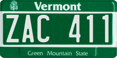 VT license plate ZAC411