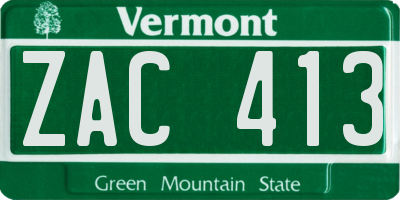 VT license plate ZAC413