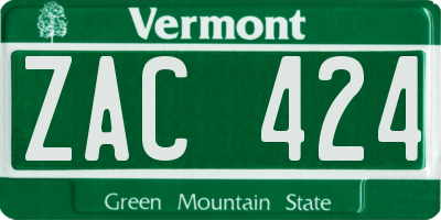VT license plate ZAC424