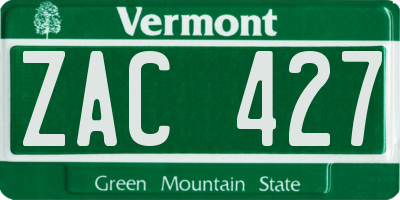 VT license plate ZAC427