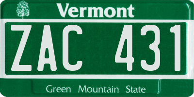 VT license plate ZAC431