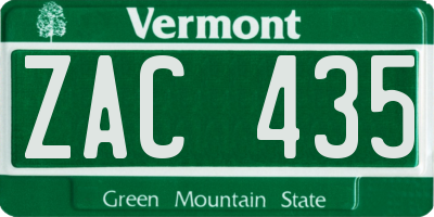 VT license plate ZAC435