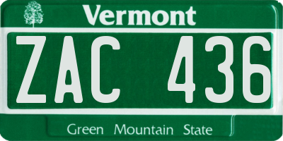 VT license plate ZAC436