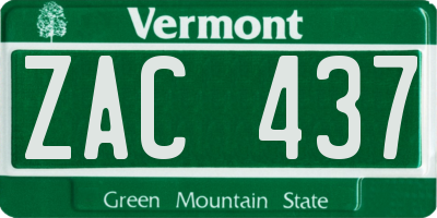 VT license plate ZAC437