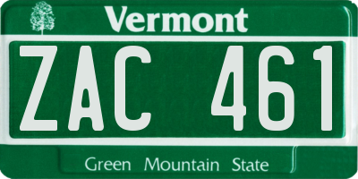 VT license plate ZAC461