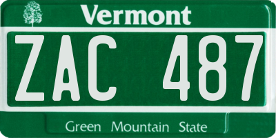 VT license plate ZAC487