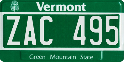 VT license plate ZAC495
